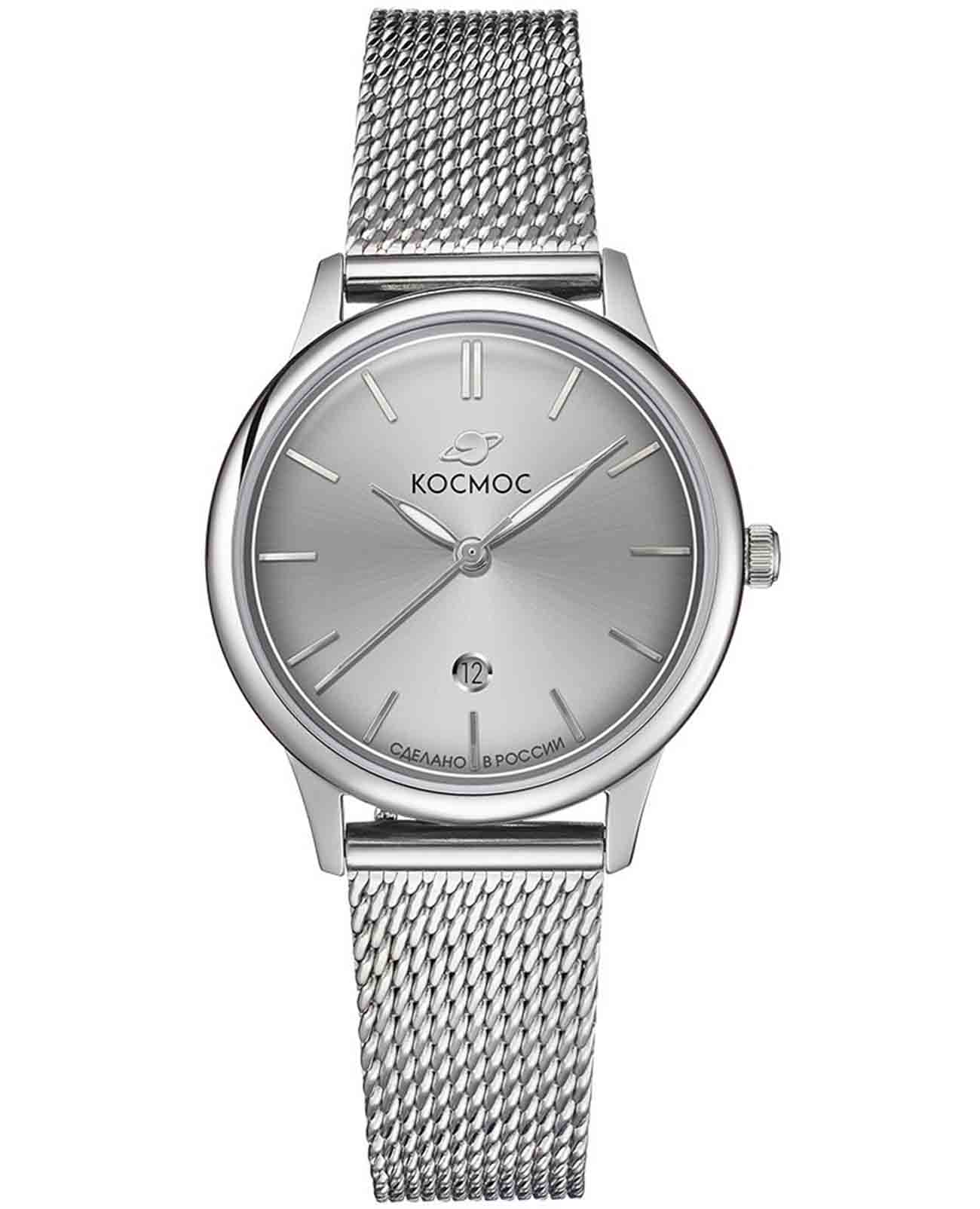 Космос Космос Созвездие K 601.10.33  K 601.10.33 кварцевые женские часы серебристый циферблат, браслет нержавеющая сталь — вид спереди
