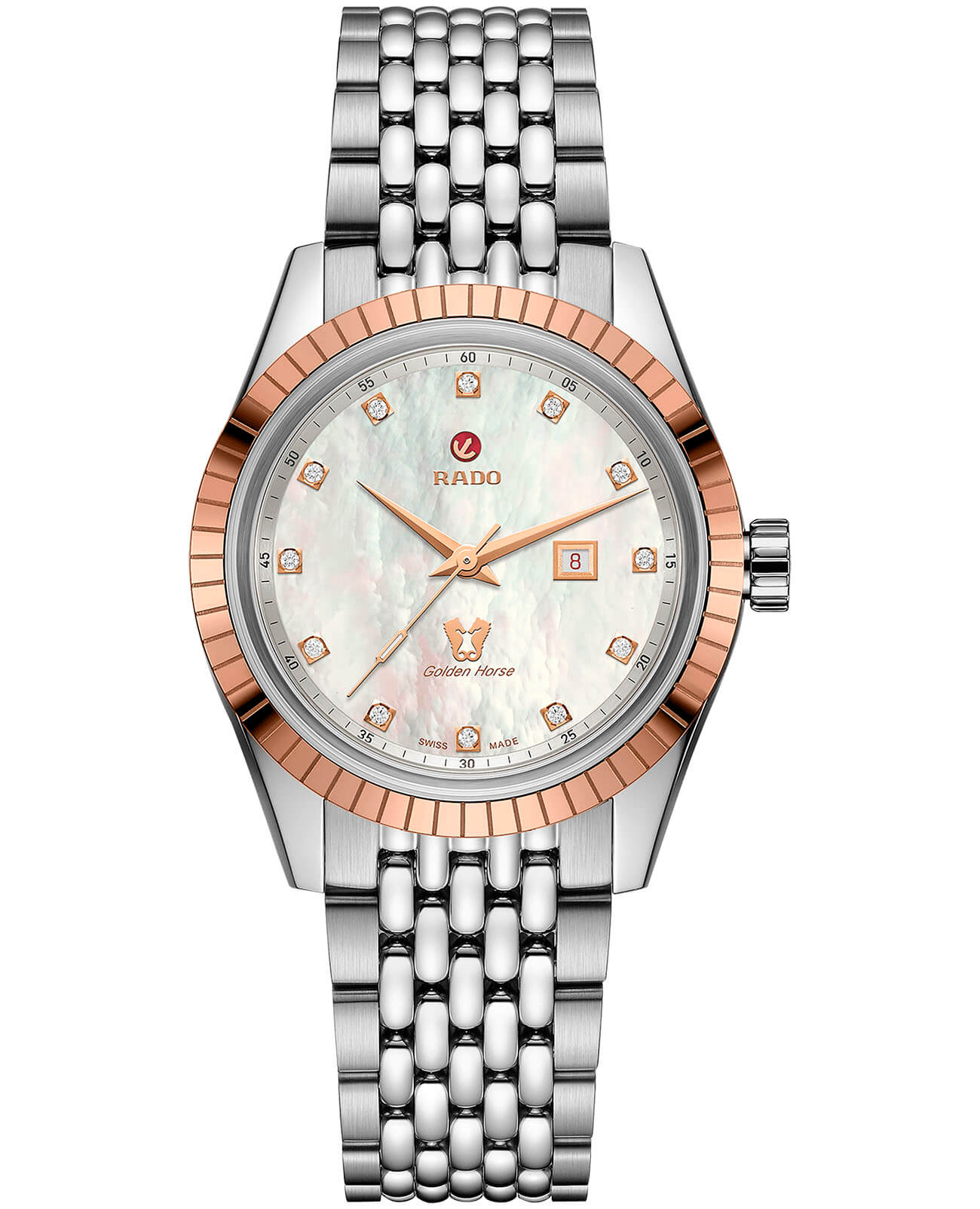 Rado Rado Golden Horse Automatic Diamonds R33102903 Automatic R33102903 механические женские часы перламутровый циферблат, браслет нержавеющая сталь — вид спереди