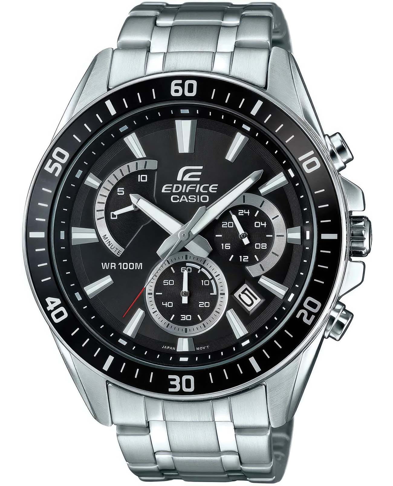 Casio Casio Edifice EFR-552D-1AVUDF (EFR-552D-1A) EFR EFR-552D-1A кварцевые мужские часы черный циферблат, браслет нержавеющая сталь — вид спереди