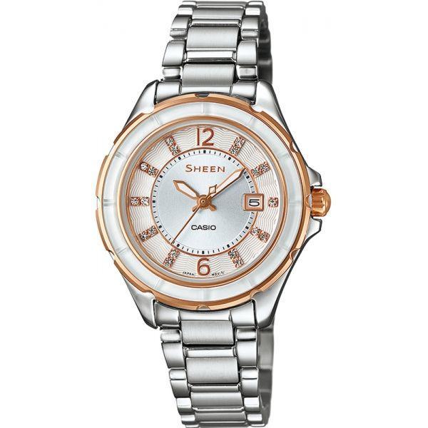 Casio Casio Sheen SHE-4045SG-7A  SHE-4045SG-7A кварцевые женские часы серый циферблат, браслет  — вид спереди
