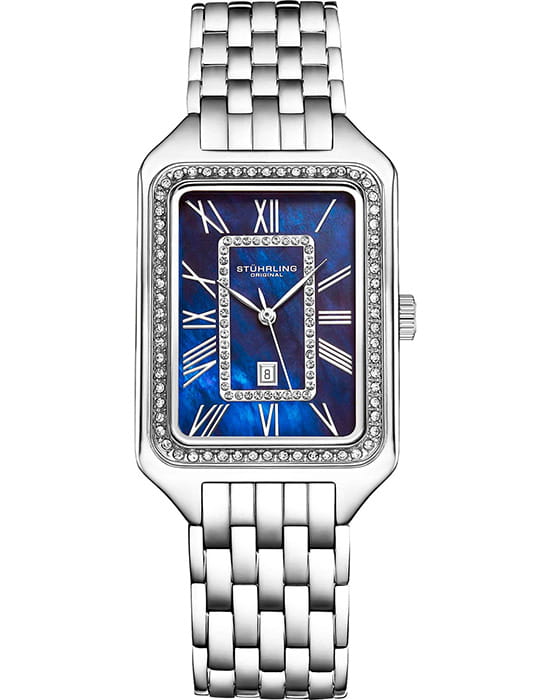 Stuhrling Stuhrling Lustra 4061.2  4061.2 кварцевые женские часы синий циферблат, браслет нержавеющая сталь — вид спереди