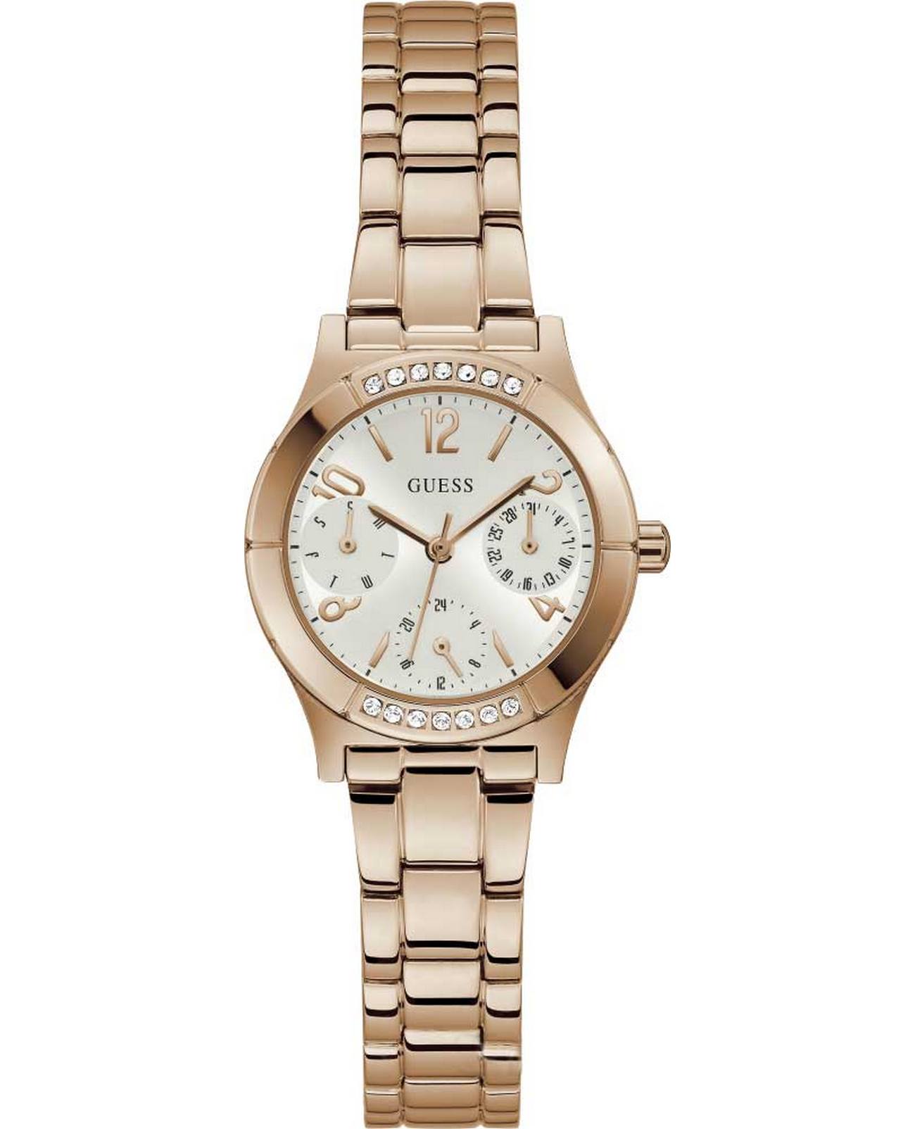 Guess Guess Sport Steel GW0413L3  GW0413L3 кварцевые женские часы белый циферблат, браслет нержавеющая сталь — вид спереди