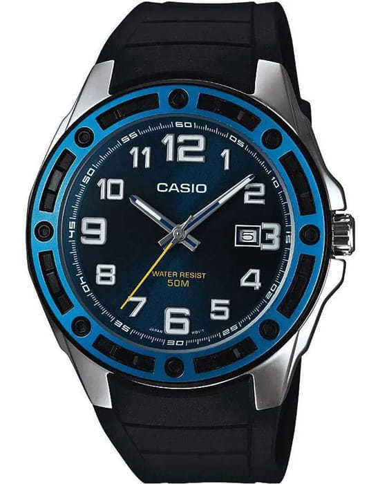 Casio Casio Collection MTP-1347-2AVDF (MTP-1347-2A)  MTP-1347-2AVDF кварцевые мужские часы синий циферблат, браслет кожаный — вид спереди