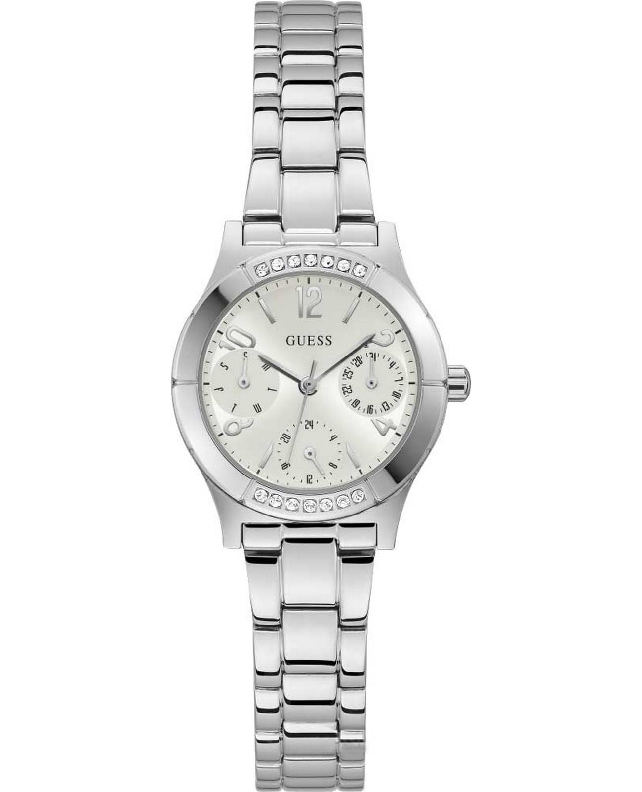 Guess Guess Sport Steel GW0413L1  GW0413L1 кварцевые женские часы белый циферблат, браслет нержавеющая сталь — вид спереди