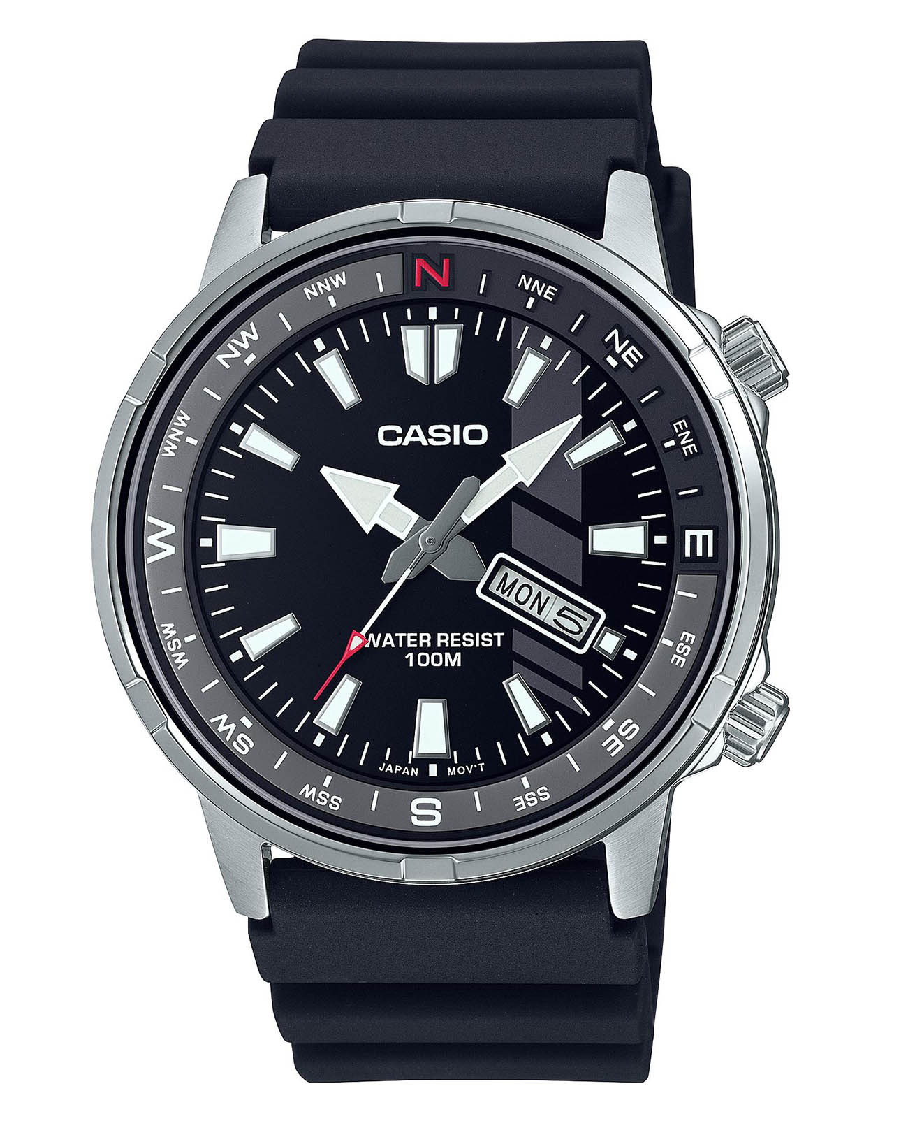 Casio Casio MTD-130-1A  MTD-130-1A кварцевые мужские часы черный циферблат, браслет пластик — вид спереди