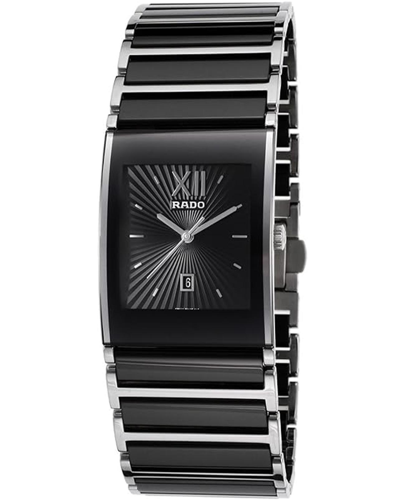 Rado Rado Integral R20784172  R20784172 кварцевые женские часы черный циферблат, браслет сталь + керамические вставки — вид спереди