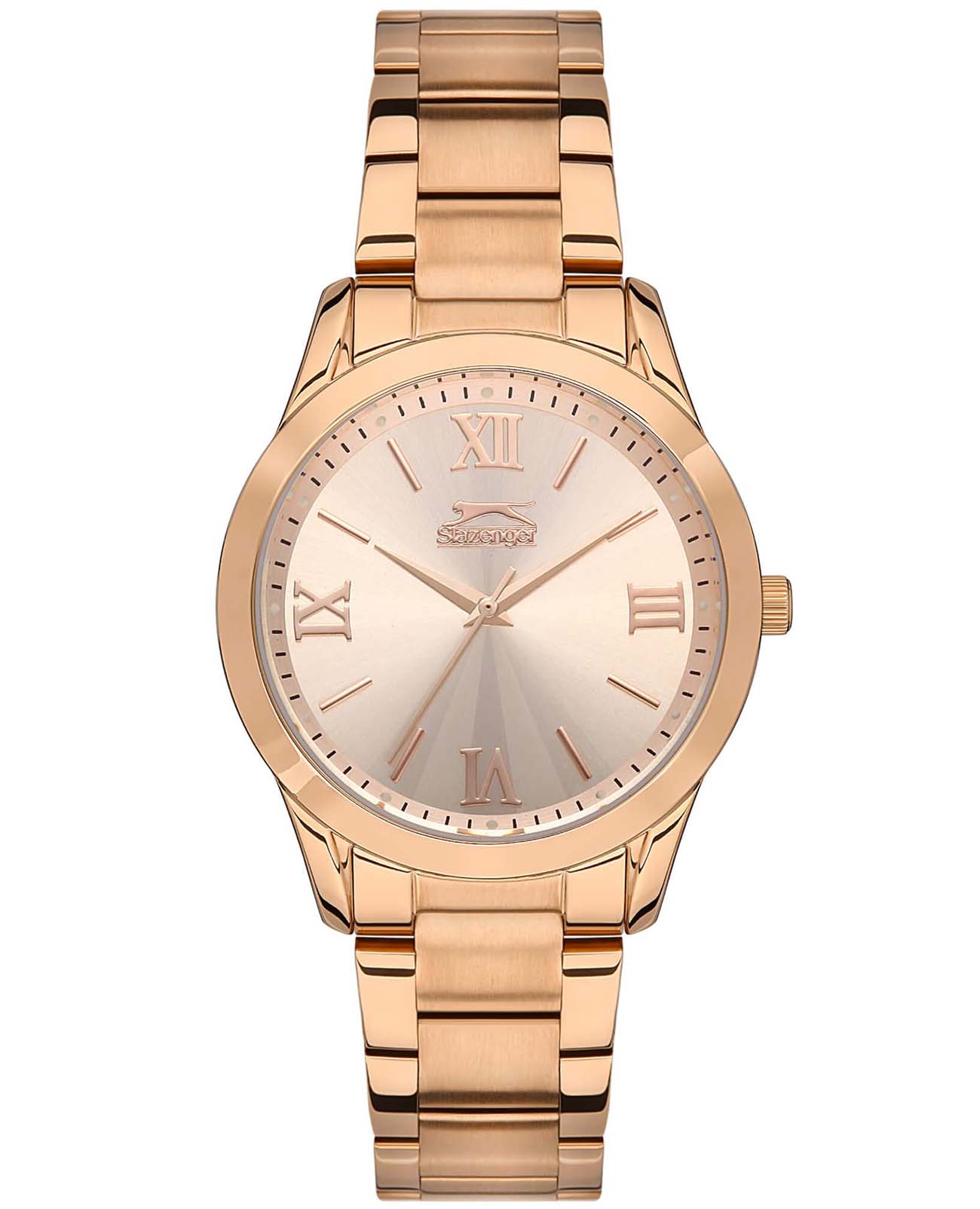 Slazenger Slazenger SL.09.2132.3.04  SL.09.2132.3.04 кварцевые женские часы золотой циферблат, браслет суперметалл с ip покрытием — вид спереди