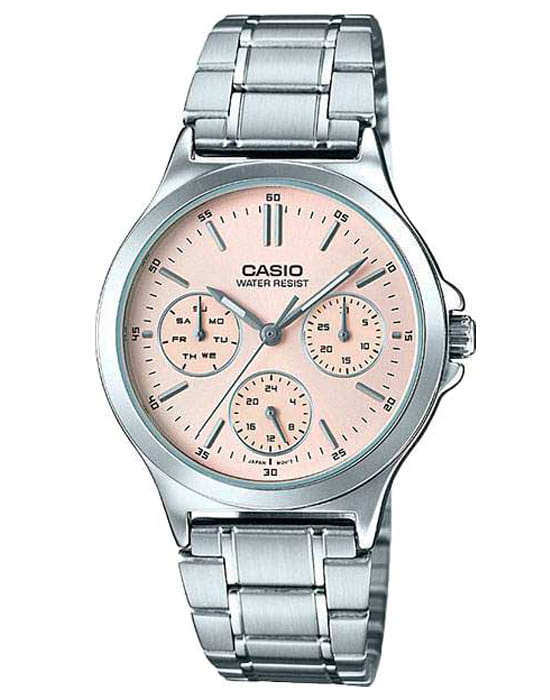 Casio Casio Collection LTP-V300D-4A  LTP-V300D-4A кварцевые женские часы розовый циферблат, браслет нержавеющая сталь — вид спереди