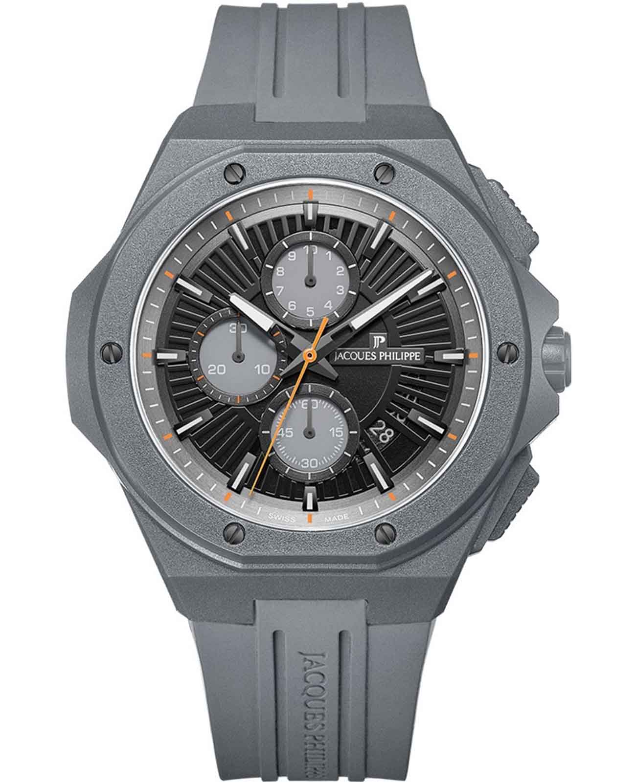 Jacques Philippe Jacques Philippe Militia JPQGC518447  JPQGC518447 кварцевые мужские часы черный циферблат, браслет силикон — вид спереди