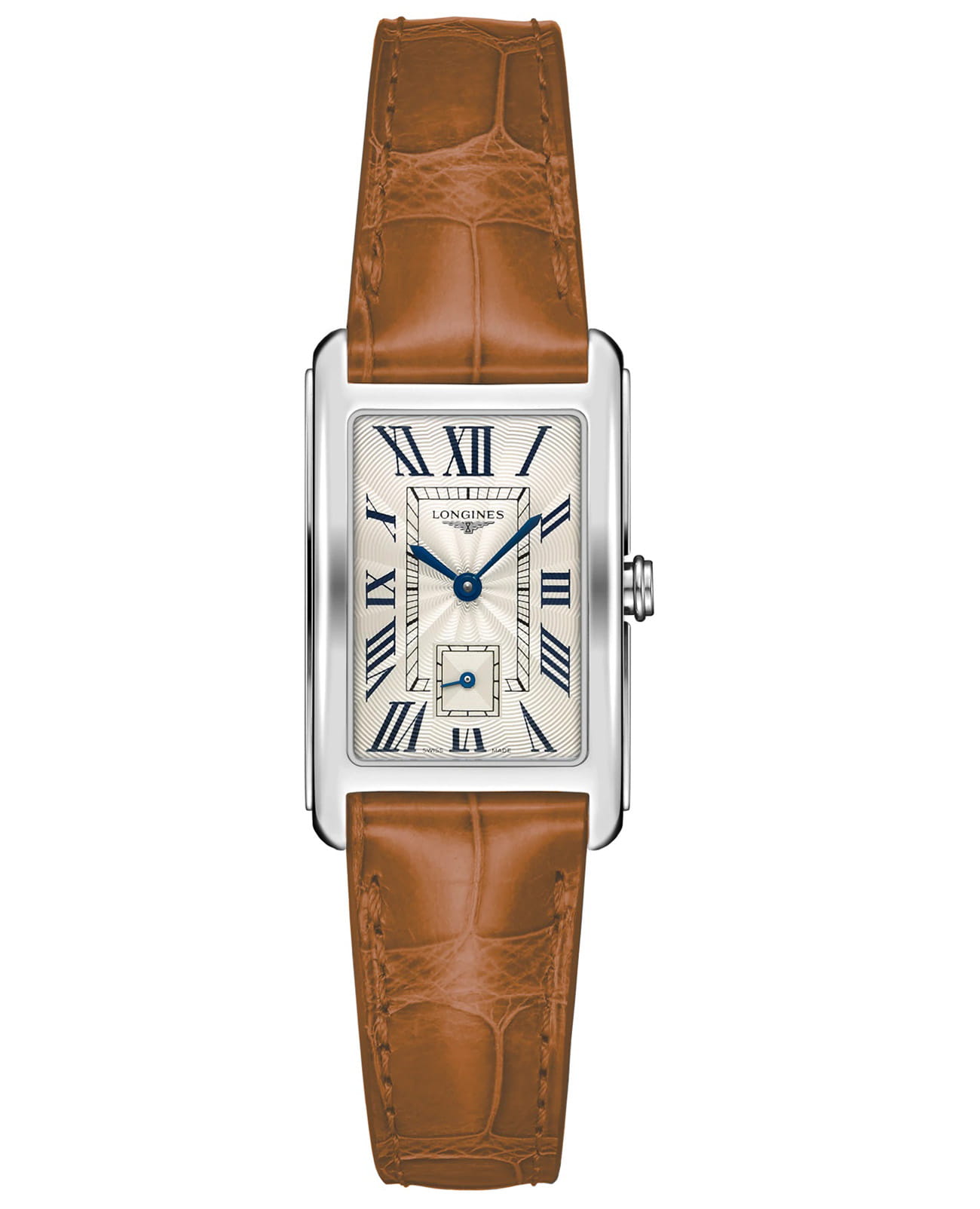 Longines Longines DolceVita L5.512.4.71.4  L55124714 кварцевые женские часы серебристый циферблат, браслет кожаный — вид спереди