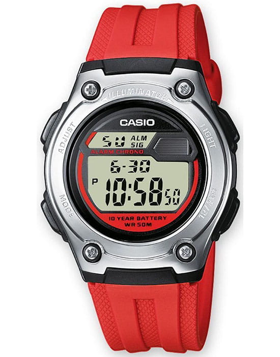 Casio Casio Collection W-211-4A  W-211-4A кварцевые мужские часы серый циферблат, браслет пластик — вид спереди