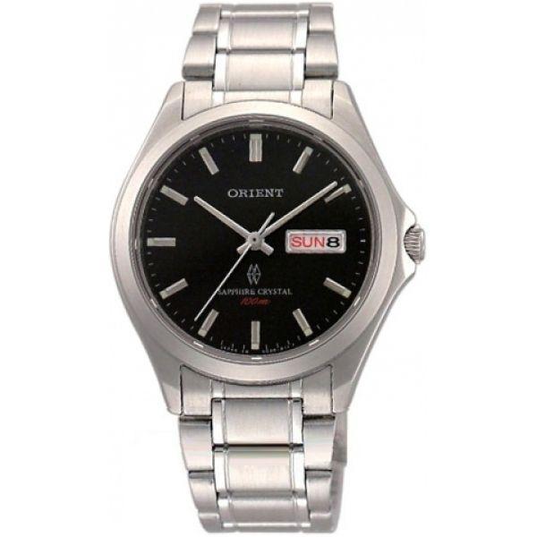 Orient Orient UG0Q009B (FUG0Q009B)  FUG0Q009B автокварц (кинетик) мужские часы черный циферблат, браслет 18-каратное желтое золото — вид спереди