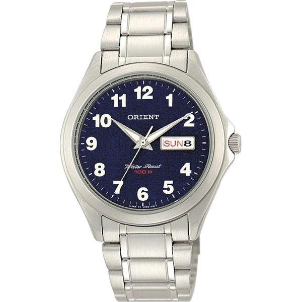 Orient Orient UG0Q008D (FUG0Q008D)  FUG0Q008D автокварц (кинетик) мужские часы синий циферблат, браслет 18-каратное желтое золото — вид спереди