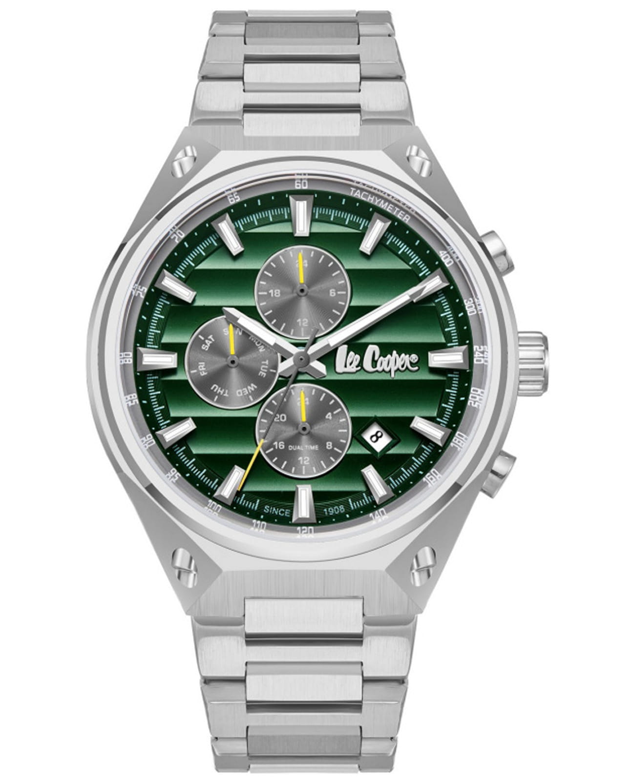 Lee Cooper Lee Cooper LC08026.370  LC08026.370 кварцевые мужские часы зеленый циферблат, браслет нержавеющая сталь — вид спереди