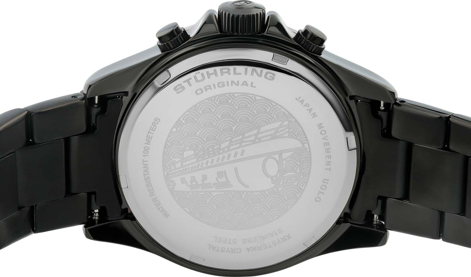 Stuhrling Stuhrling Monaco 3960.8,  сша мужские часы на браслете нержавеющая сталь с pvd-покрытием боковой вид