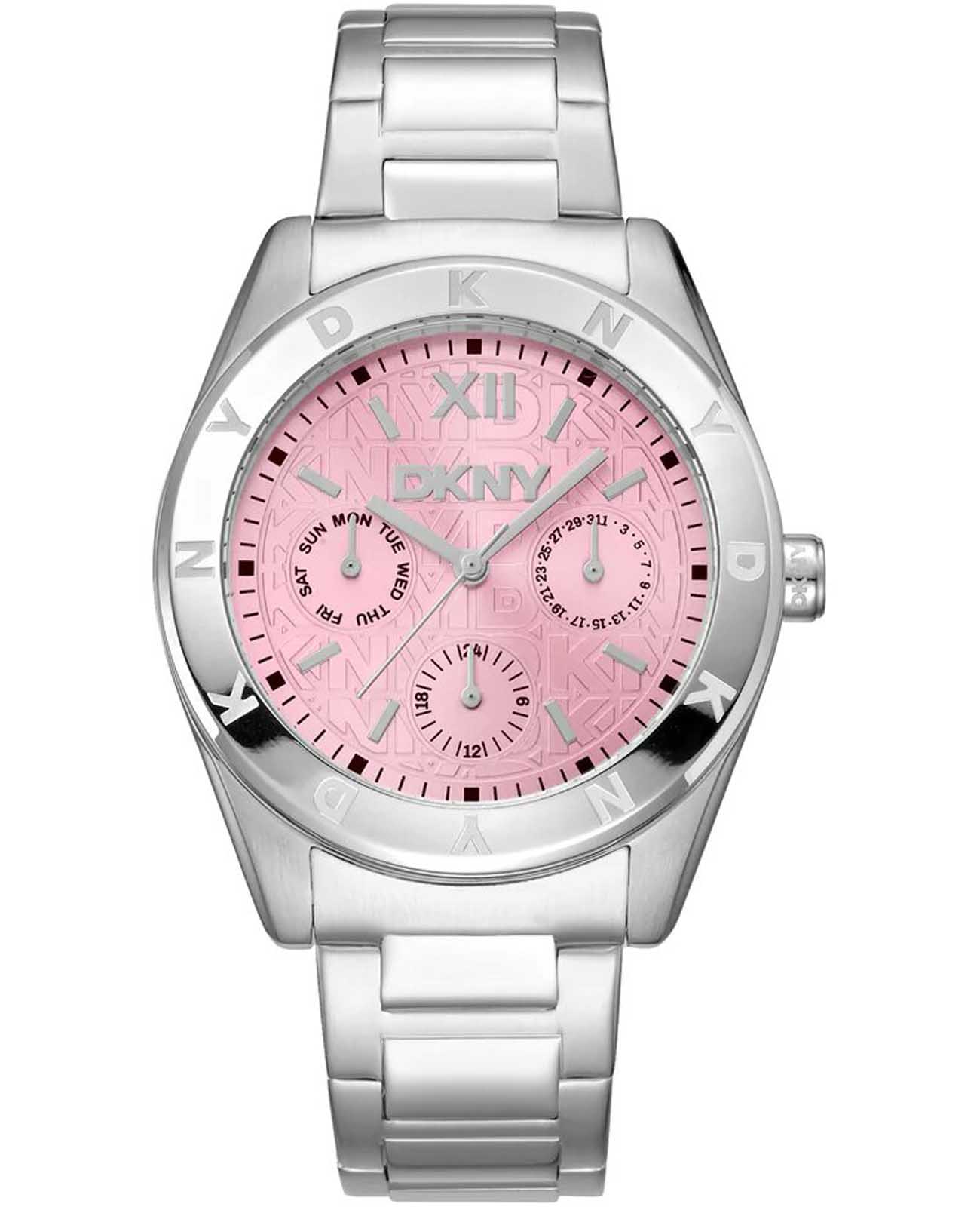 DKNY DKNY Chambers Multi Sport DK1L015M0015  DK1L015M0015 кварцевые женские часы розовый циферблат, браслет нержавеющая сталь — вид спереди