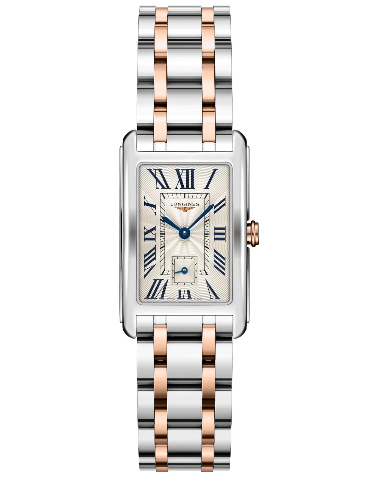 Longines Longines DolceVita L5.512.5.71.7  L55125717 кварцевые женские часы серебристый циферблат, браслет нержавеющая сталь + золото 18к — вид спереди