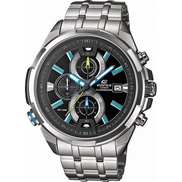 Casio Casio Edifice EFR-536D-1A2 EFR EFR-536D-1A2 автокварц (кинетик) мужские часы черный циферблат, браслет 18-каратное желтое золото — вид спереди