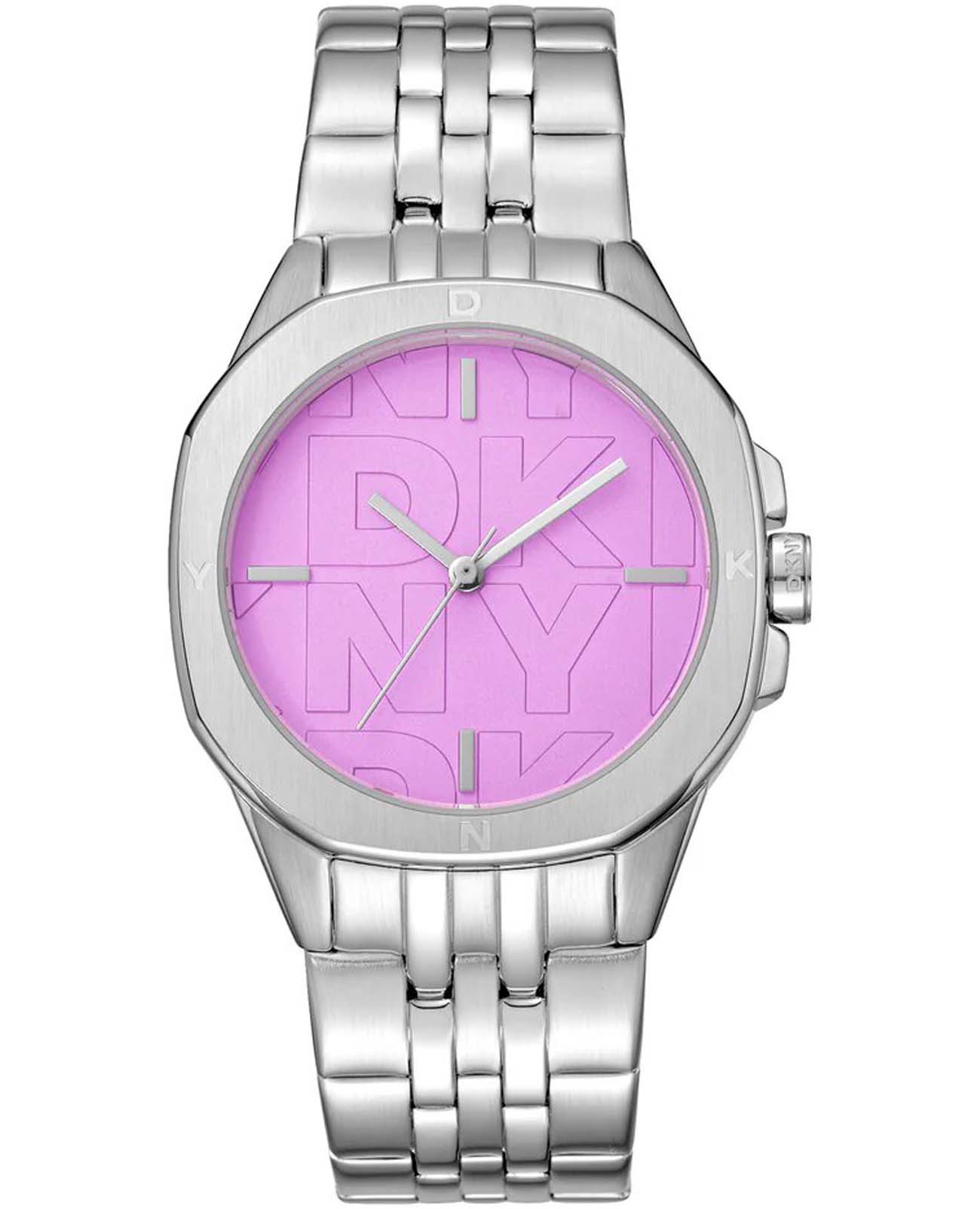 DKNY DKNY Brooklyn Midi DK1L012M0055  DK1L012M0055 кварцевые женские часы розовый циферблат, браслет нержавеющая сталь — вид спереди