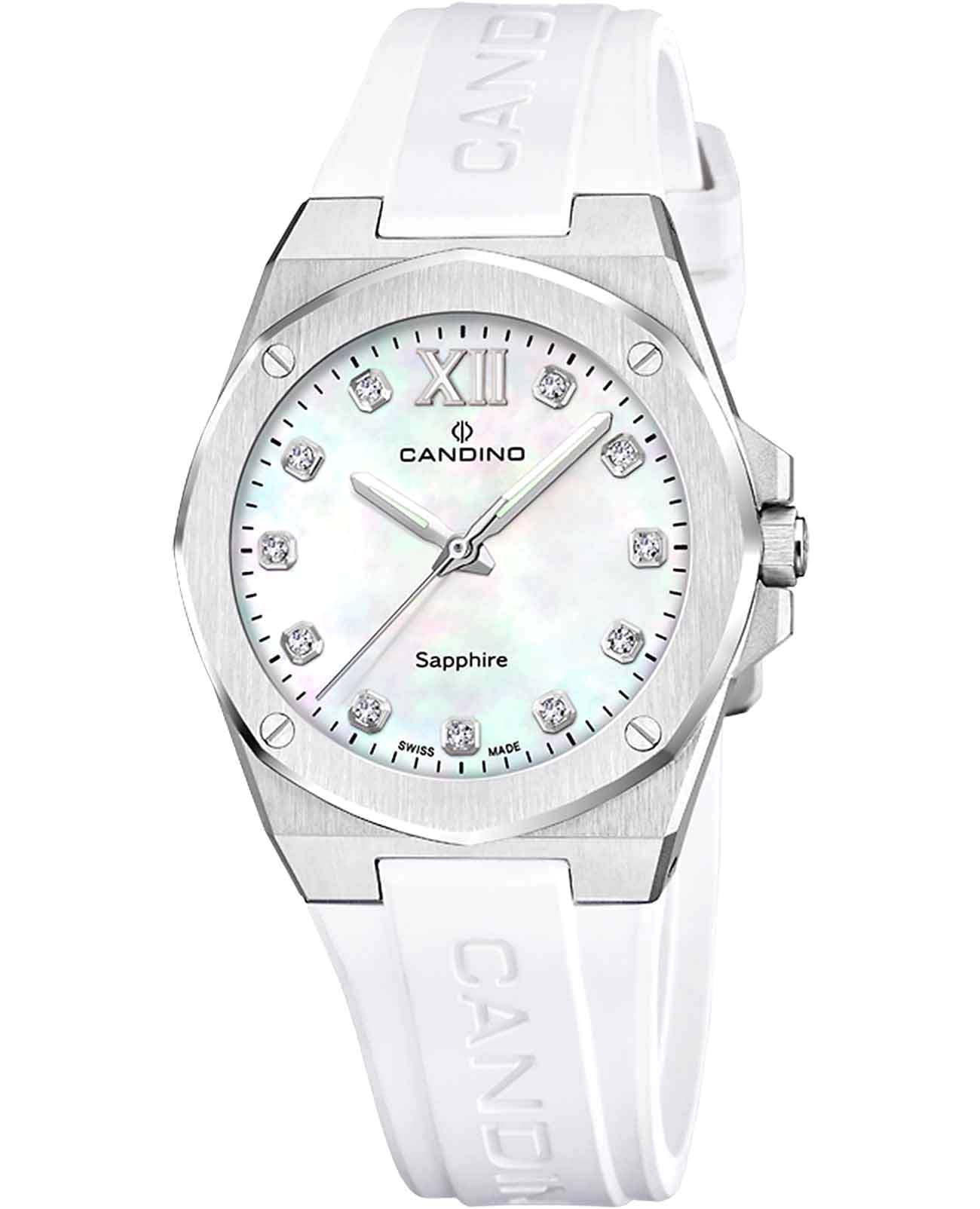 Candino Candino Lady Elegance C4777/6  C4777/6 кварцевые женские часы перламутровый циферблат, браслет каучук — вид спереди