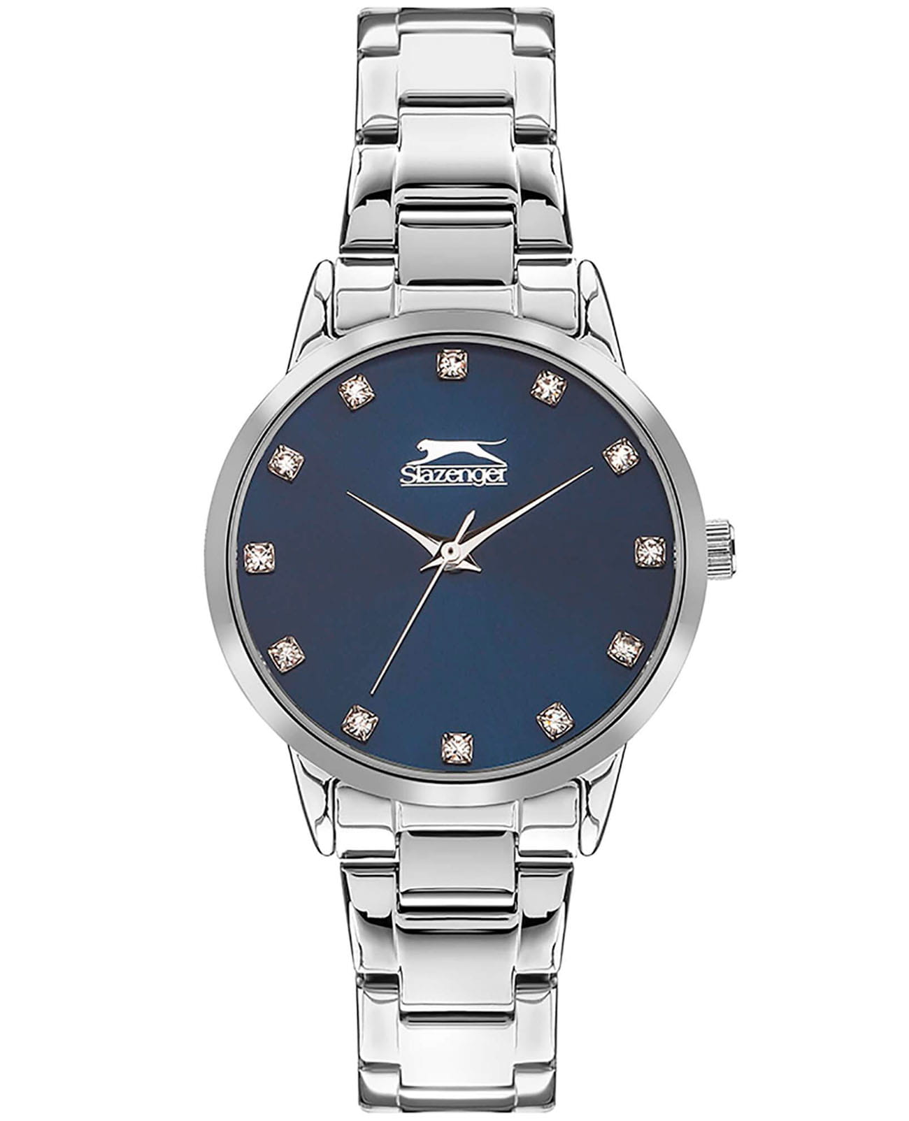 Slazenger Slazenger SL.09.2071.3.05  SL.09.2071.3.05 кварцевые женские часы синий циферблат, браслет суперметалл — вид спереди