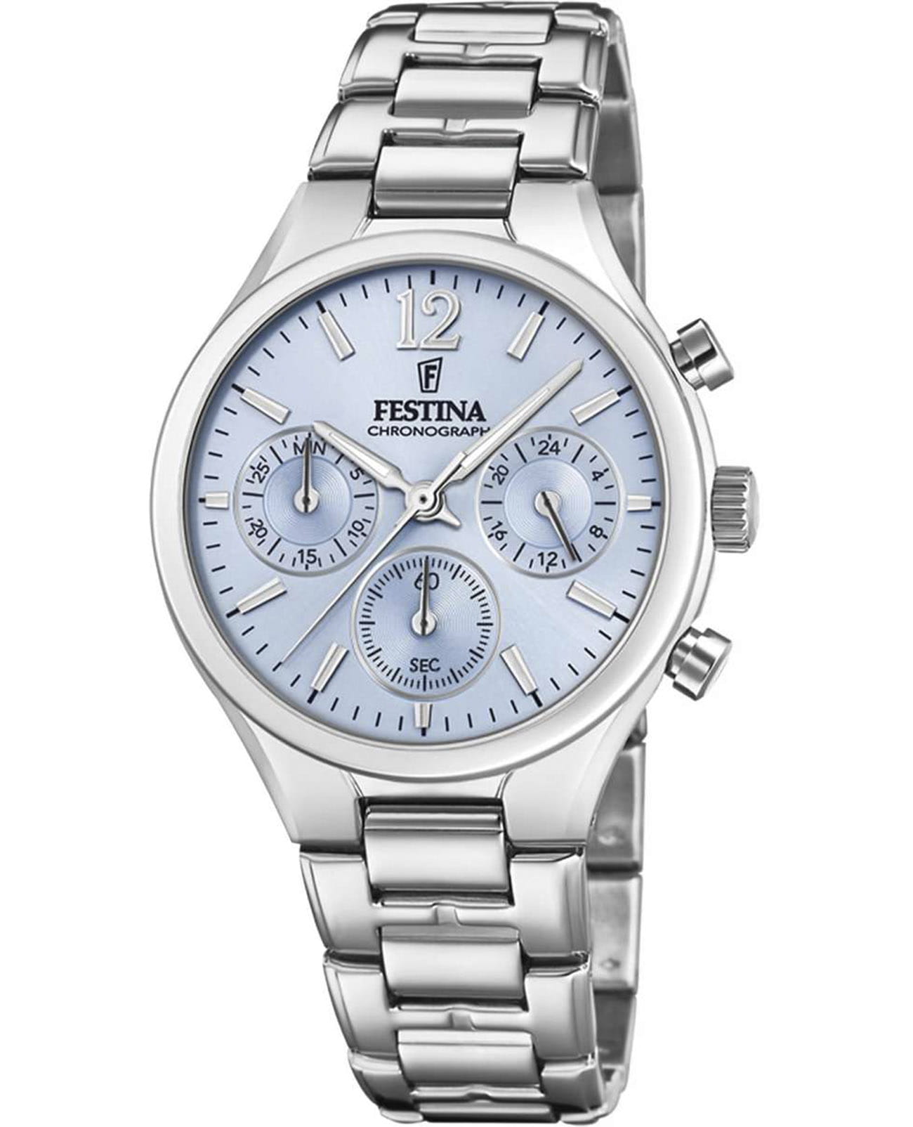 Festina Festina Boyfriend F20391/3  F20391/3 кварцевые женские часы голубой циферблат, браслет нержавеющая сталь — вид спереди