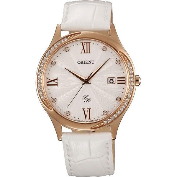 Orient Orient UNF8002W (FUNF8002W)  FUNF8002W  женские часы белый циферблат, браслет кожа + текстиль — вид спереди