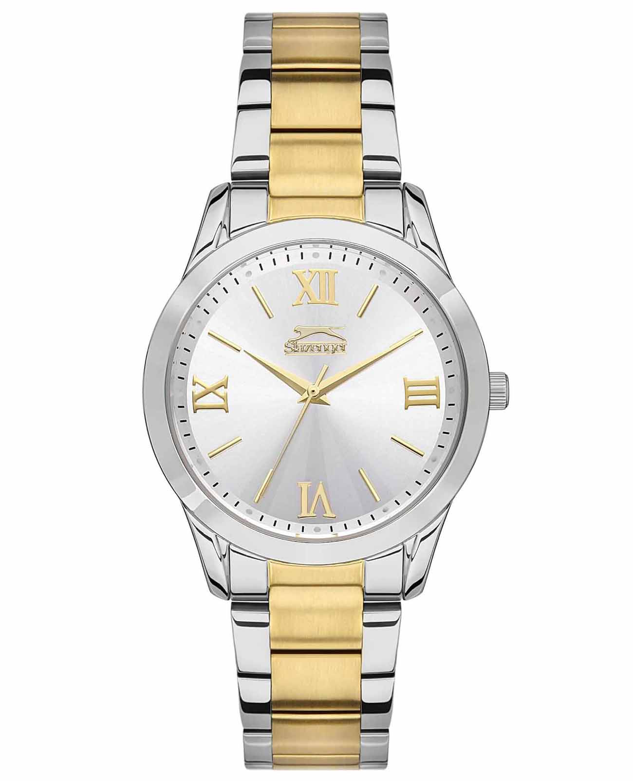 Slazenger Slazenger SL.09.2132.3.02  SL.09.2132.3.02 кварцевые женские часы серебристый циферблат, браслет суперметалл с ip покрытием — вид спереди