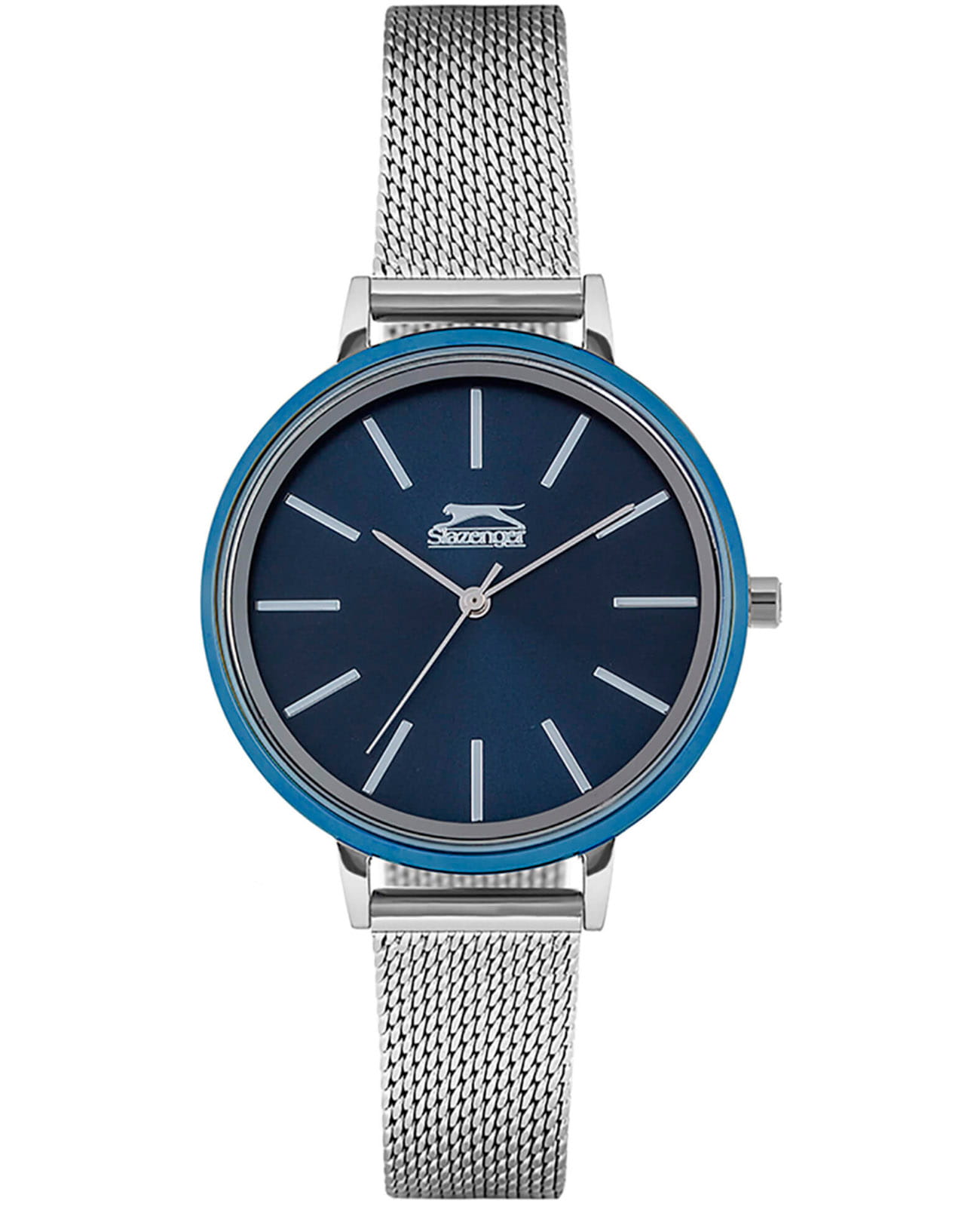 Slazenger Slazenger SL.09.6231.3.03  SL.09.6231.3.03 кварцевые женские часы синий циферблат, браслет суперметалл — вид спереди