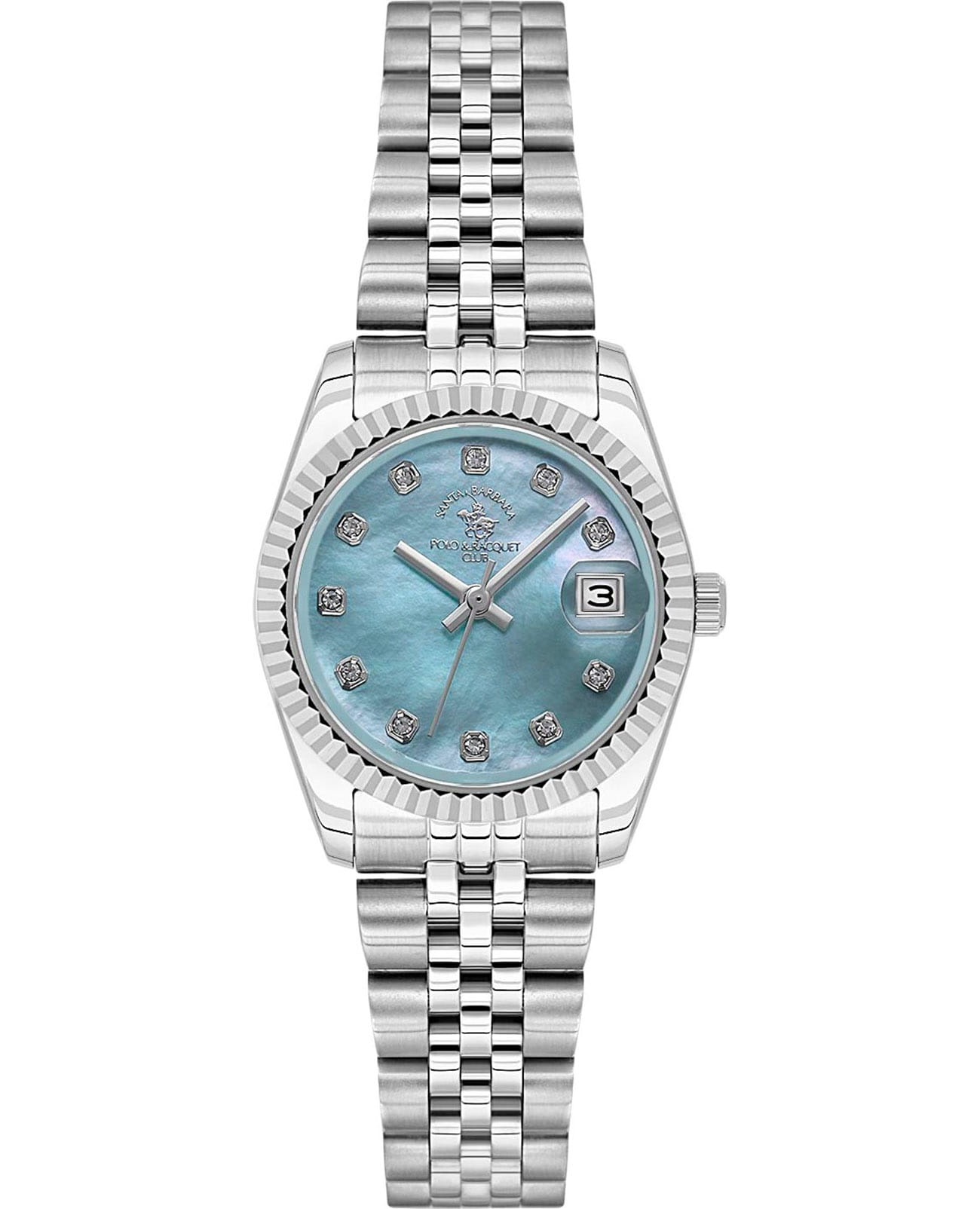 Santa Barbara Polo & Racquet Club Santa Barbara Polo & Racquet Club Unique SB.4.10016-2  SB.4.10016-2 кварцевые женские часы голубой циферблат, браслет нержавеющая сталь — вид спереди