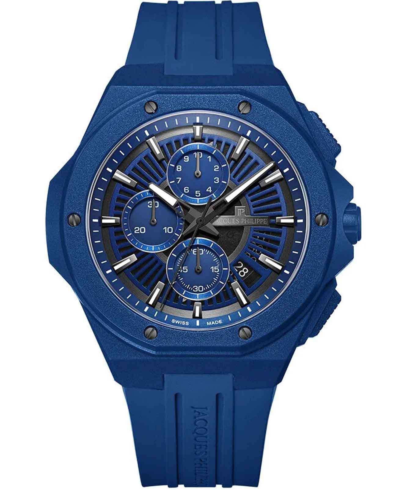 Jacques Philippe Jacques Philippe Militia JPQGC515432  JPQGC515432 кварцевые мужские часы синий циферблат, браслет силикон — вид спереди