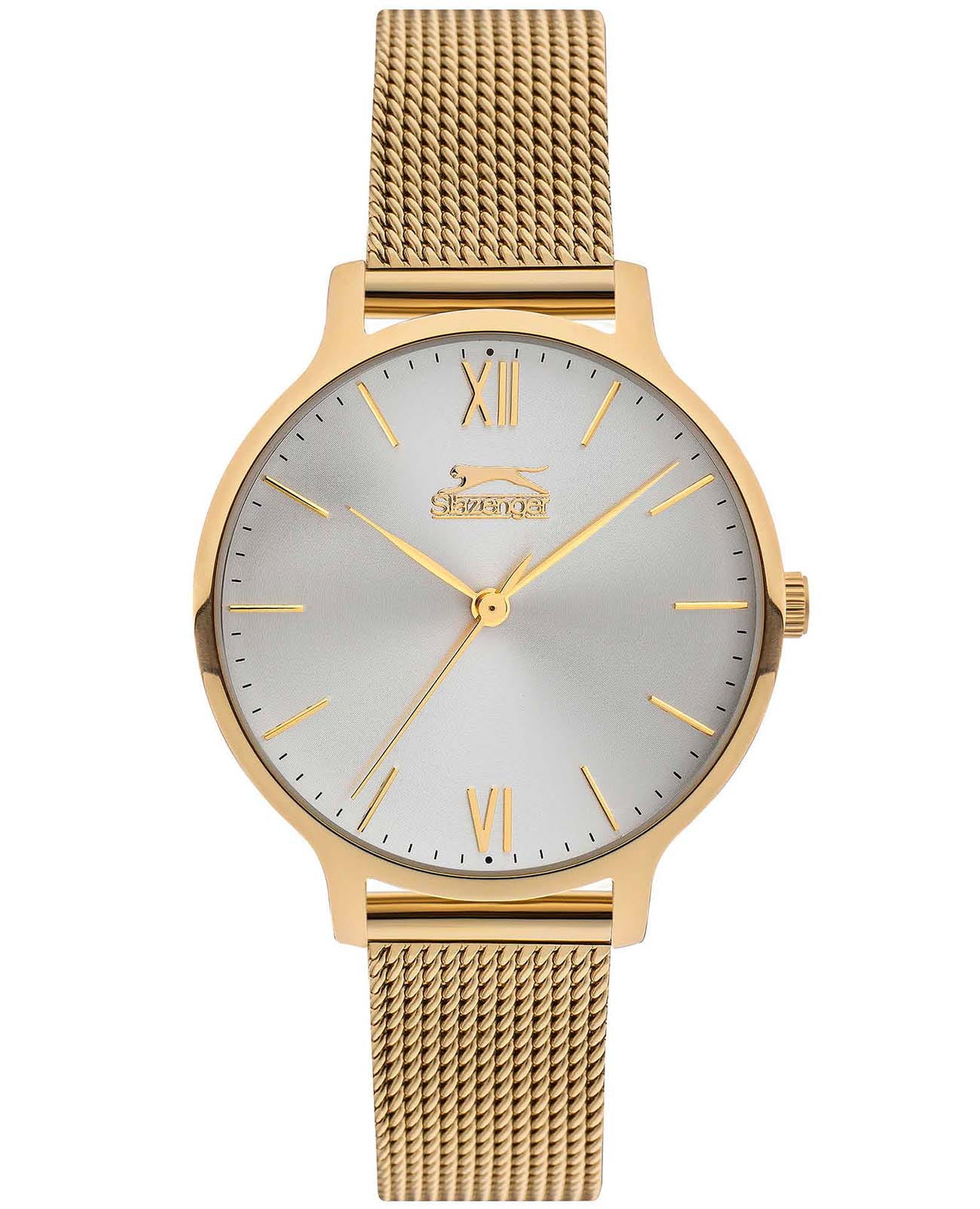 Slazenger Slazenger SL.09.6340.3.05  SL.09.6340.3.05 кварцевые женские часы серебристый циферблат, браслет суперметалл с ip покрытием — вид спереди