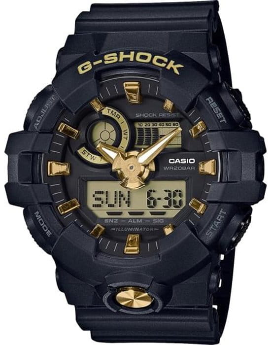 Casio Casio G-Shock GA-710B-1A9 GA GA-710B-1A9 электронные мужские часы черный циферблат, браслет пластик — вид спереди