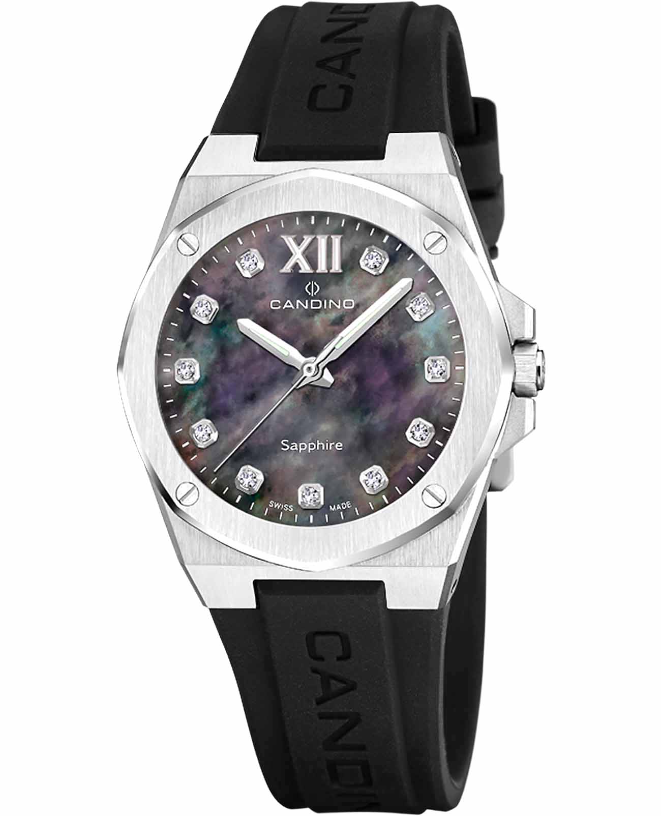 Candino Candino Lady Elegance C4777/8  C4777/8 кварцевые женские часы перламутровый циферблат, браслет каучук — вид спереди