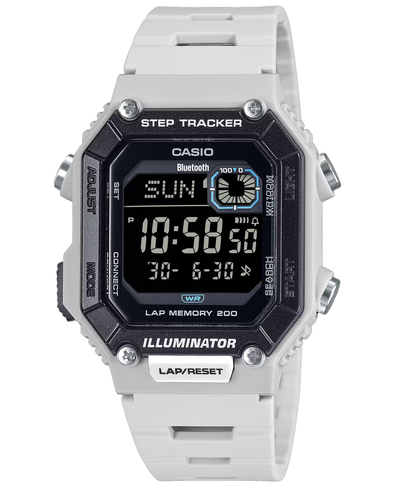 Casio Casio Collection WS-B1000-8BVDF (WS-B1000-8B)  WS-B1000-8BVDF электронные мужские часы  циферблат, браслет пластик — вид спереди