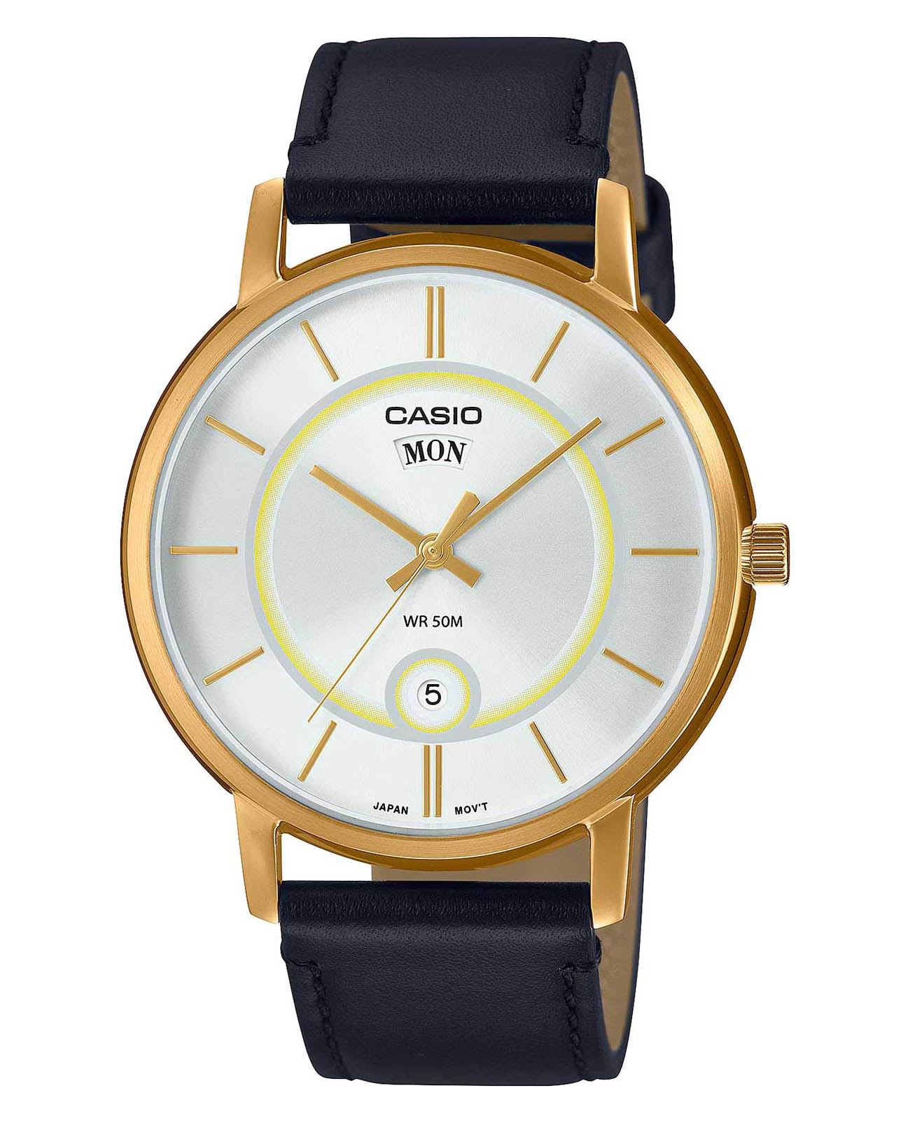 Casio Casio Collection MTP-B120GL-7A  MTP-B120GL-7A кварцевые мужские часы белый циферблат, браслет кожаный — вид спереди
