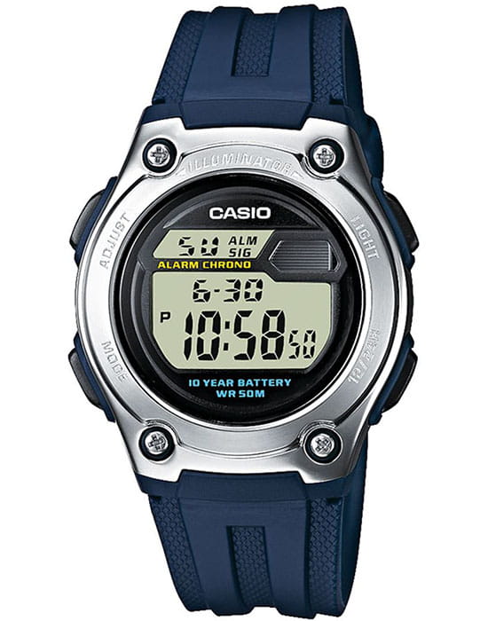 Casio Casio Collection W-211-2A  W-211-2A кварцевые мужские часы серый циферблат, браслет пластик — вид спереди