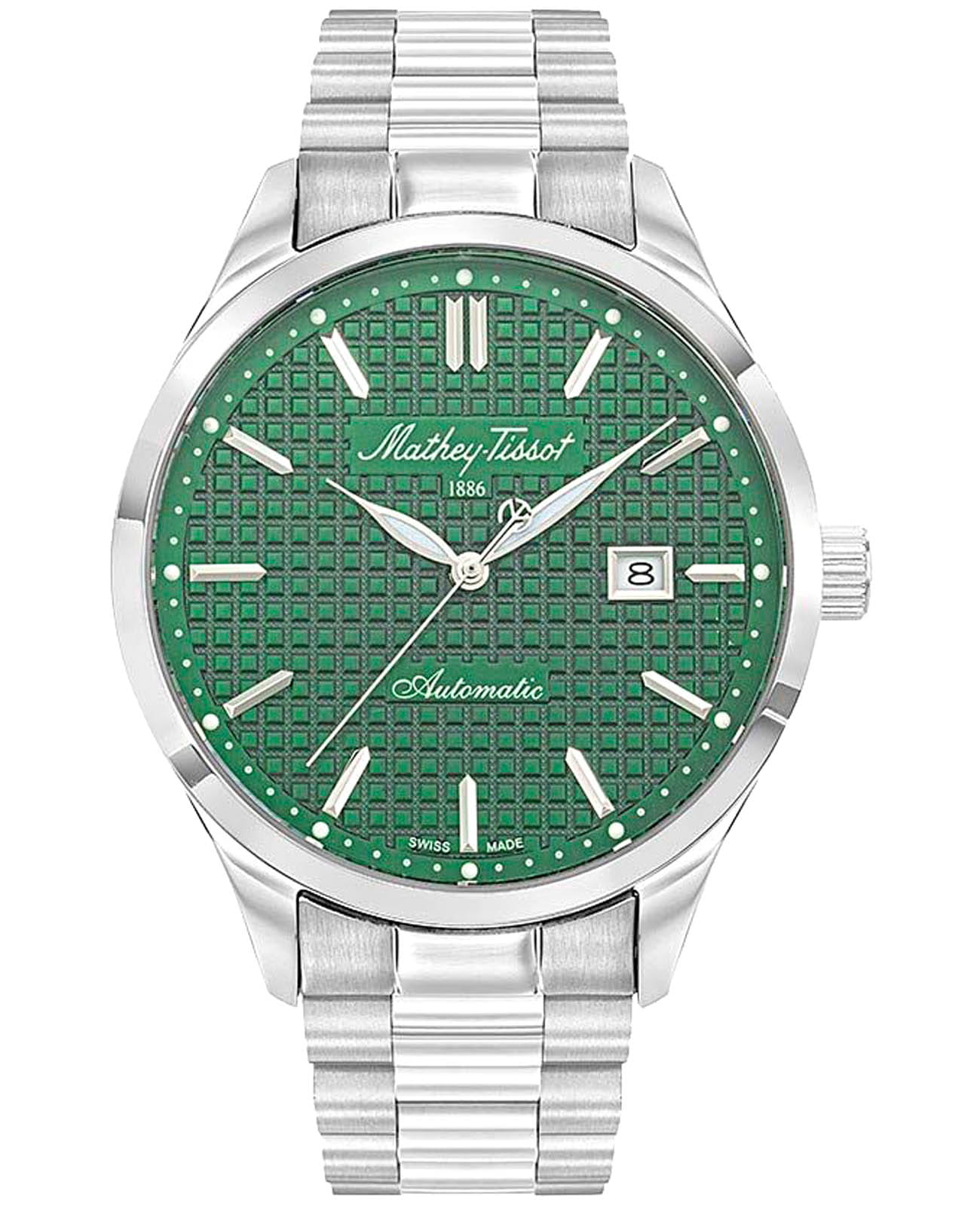 Mathey-Tissot Mathey-Tissot Urban H411ATAV  H411ATAV механические мужские часы зеленый циферблат, браслет нержавеющая сталь — вид спереди