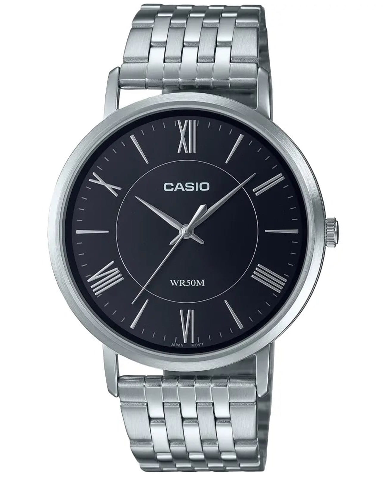 Casio Casio Collection MTP-B110D-1A  MTP-B110D-1A кварцевые мужские часы черный циферблат, браслет нержавеющая сталь — вид спереди