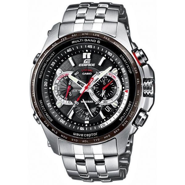 Casio Casio Edifice EQW-M710DB-1A1 EQW EQW-M710DB-1A1 кварцевые мужские часы черный циферблат, браслет 18-каратное желтое золото — вид спереди