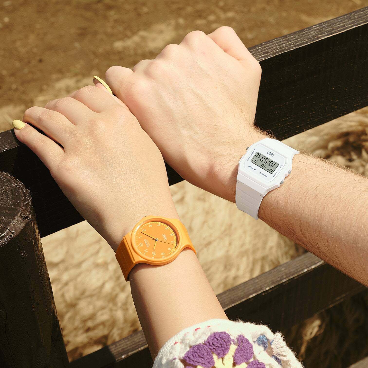 Casio Casio F-91WB-7A, illuminator япония мужские часы на браслете пластик боковой вид