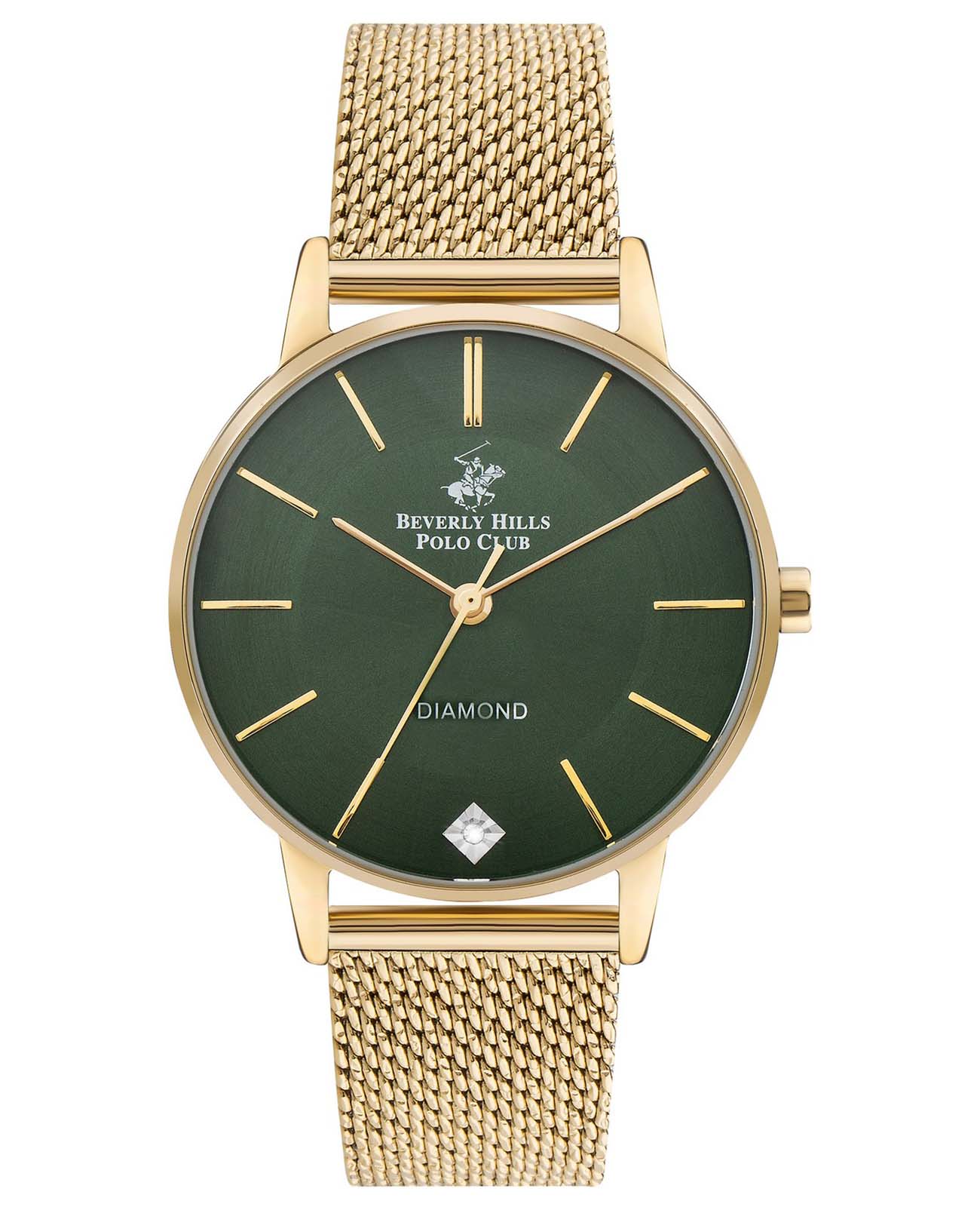 Beverly Hills Polo Club Beverly Hills Polo Club BP3394C.170  BP3394C.170 кварцевые женские часы зеленый циферблат, браслет нержавеющая сталь с ip-покрытием — вид спереди