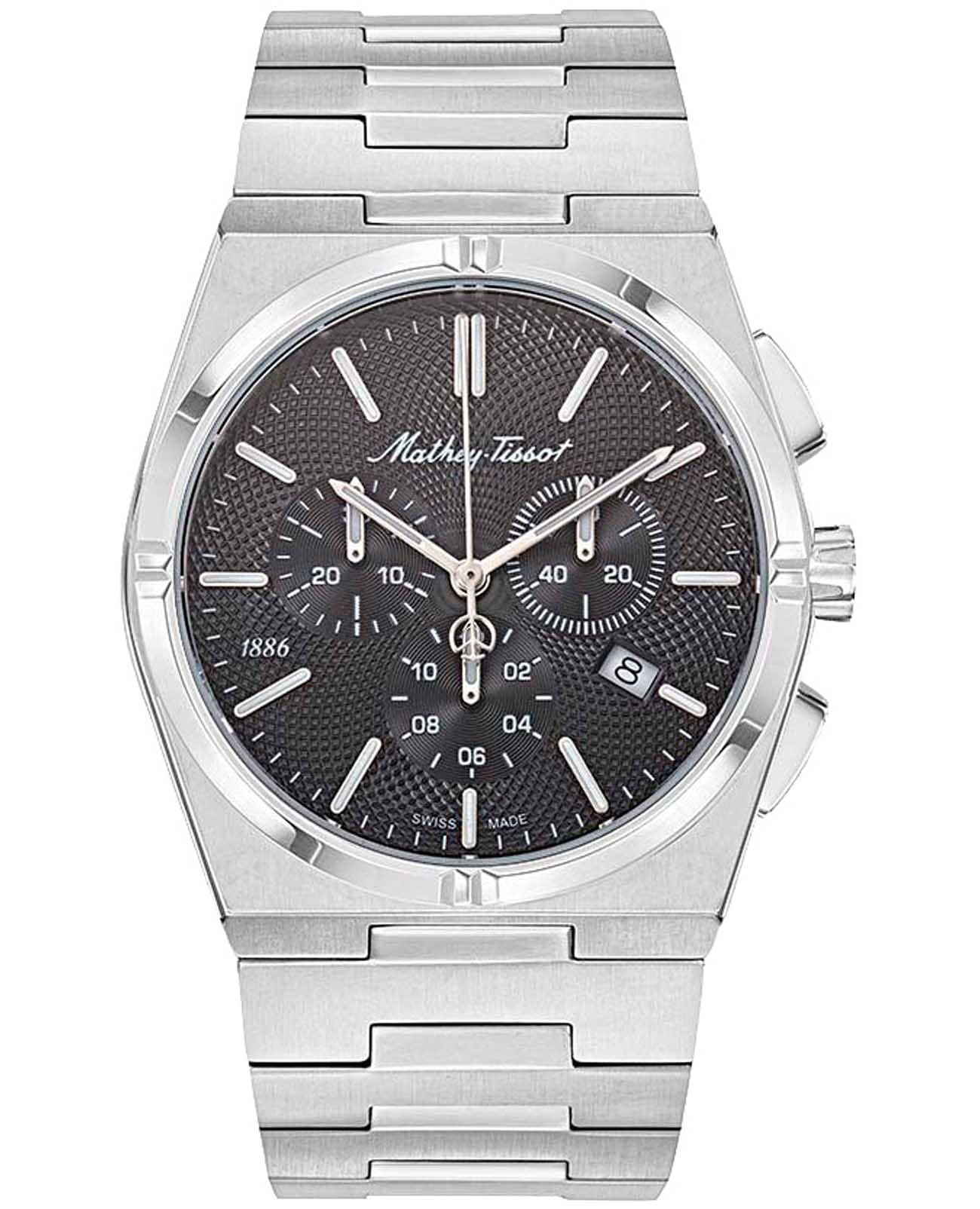 Mathey-Tissot Mathey-Tissot Zeus H118CHAN  H118CHAN кварцевые мужские часы черный циферблат, браслет нержавеющая сталь — вид спереди