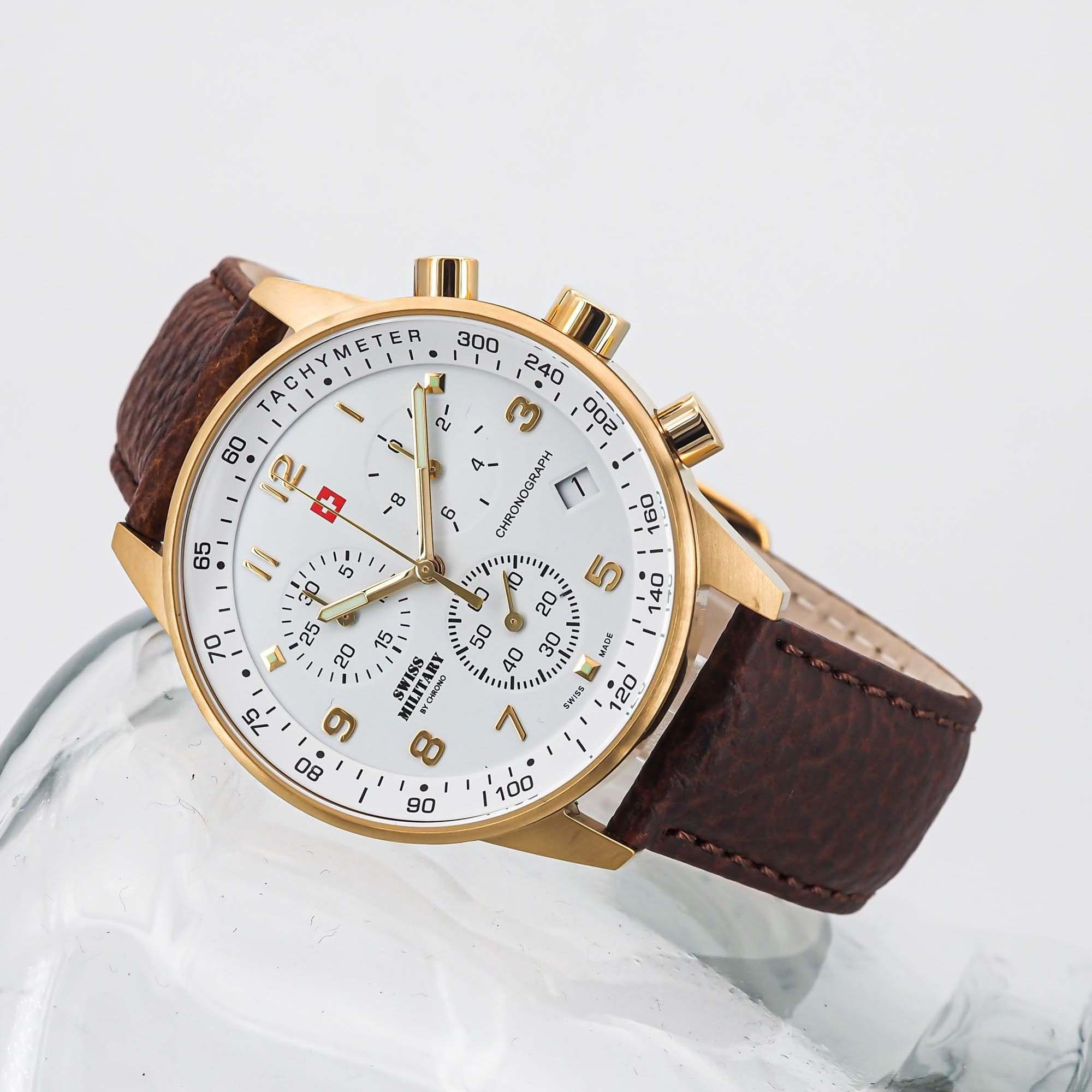 Swiss Military by Chrono Swiss Military by Chrono SM34012.07  — детали корпуса и кожаный