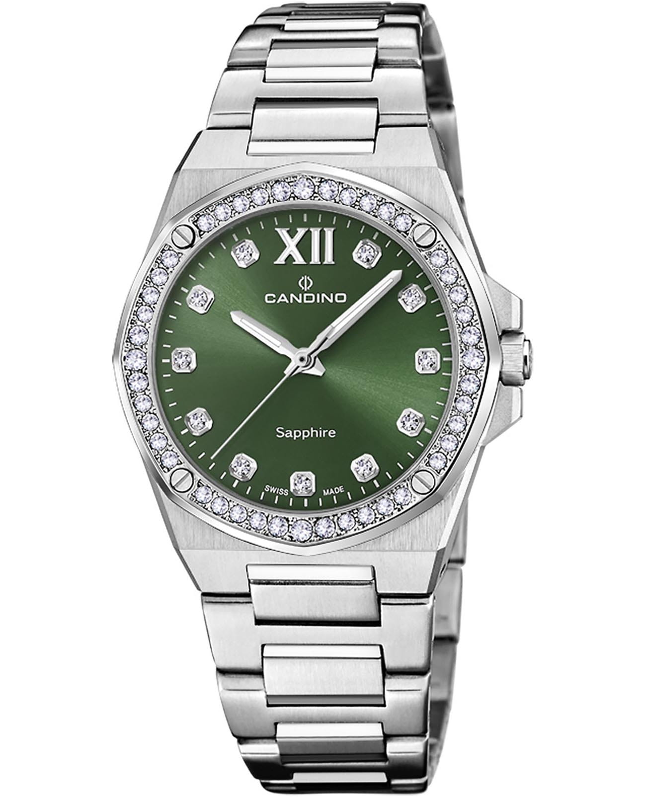 Candino Candino Lady Elegance C4751/5  C4751/5 кварцевые женские часы зеленый циферблат, браслет нержавеющая сталь — вид спереди