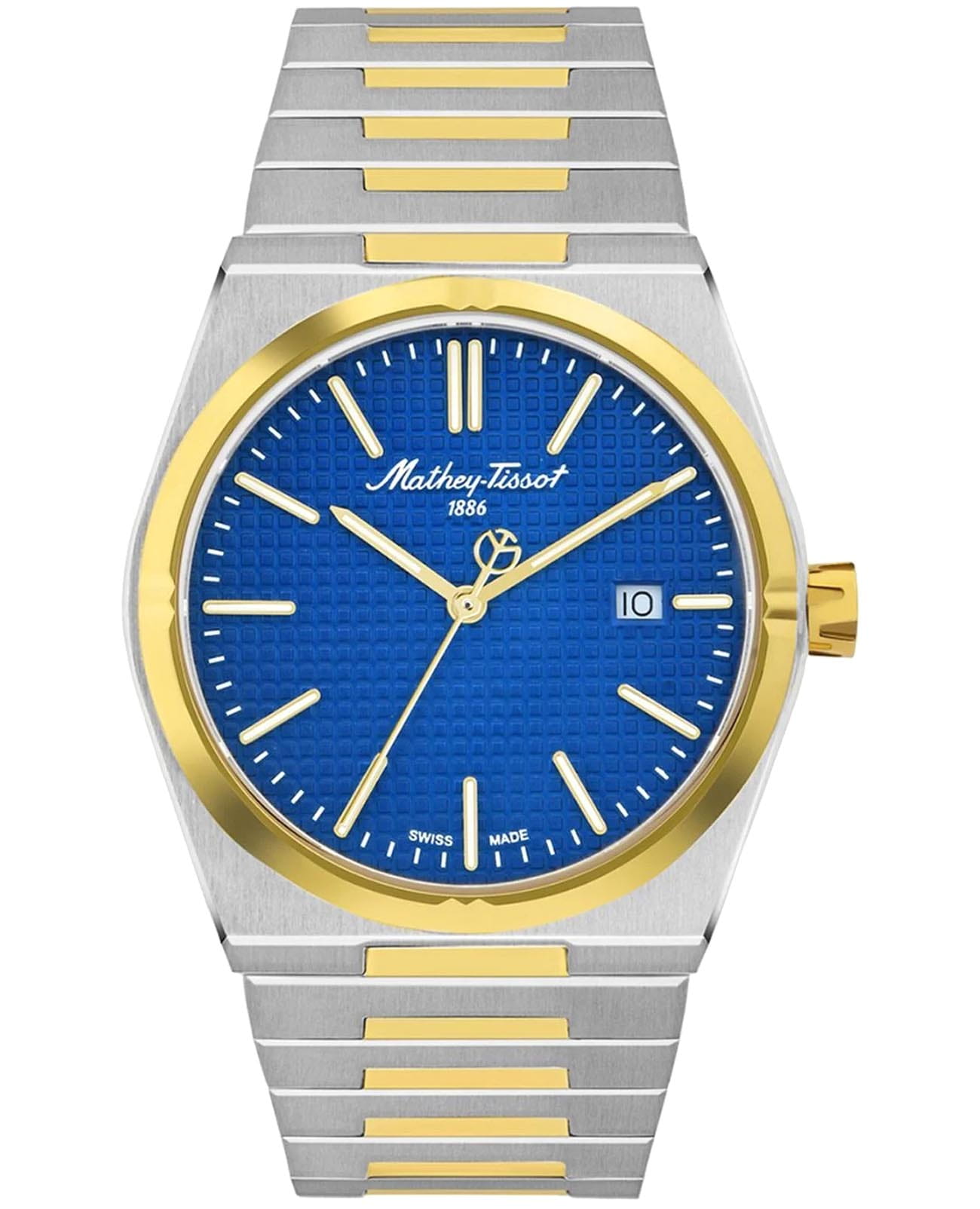 Mathey-Tissot Mathey-Tissot Zoltan H117BBU  H117BBU кварцевые мужские часы синий циферблат, браслет нержавеющая сталь с pvd-покрытием — вид спереди