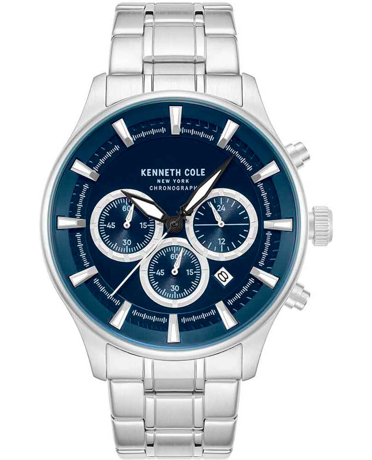 Kenneth Cole Kenneth Cole KCWGI0058401  KCWGI0058401 кварцевые мужские часы синий циферблат, браслет нержавеющая сталь — вид спереди