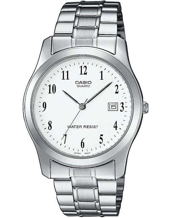 Casio Casio MTP-1141PA-7B  MTP-1141PA-7B кварцевые мужские часы белый циферблат, браслет нержавеющая сталь — вид спереди
