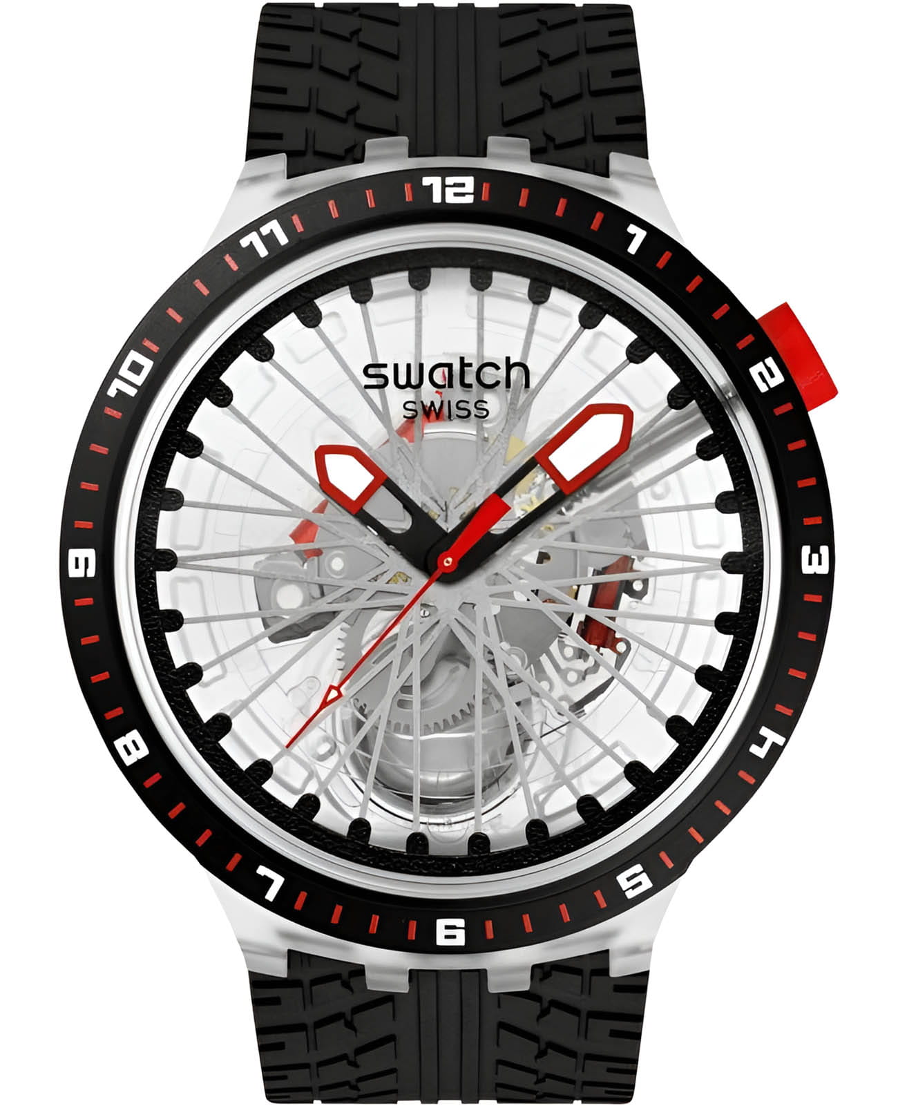 Swatch Swatch Big Bold Biosourced Lacquered SB05K103  SB05K103 кварцевые мужские часы прозрачный циферблат, браслет биоматериал — вид спереди