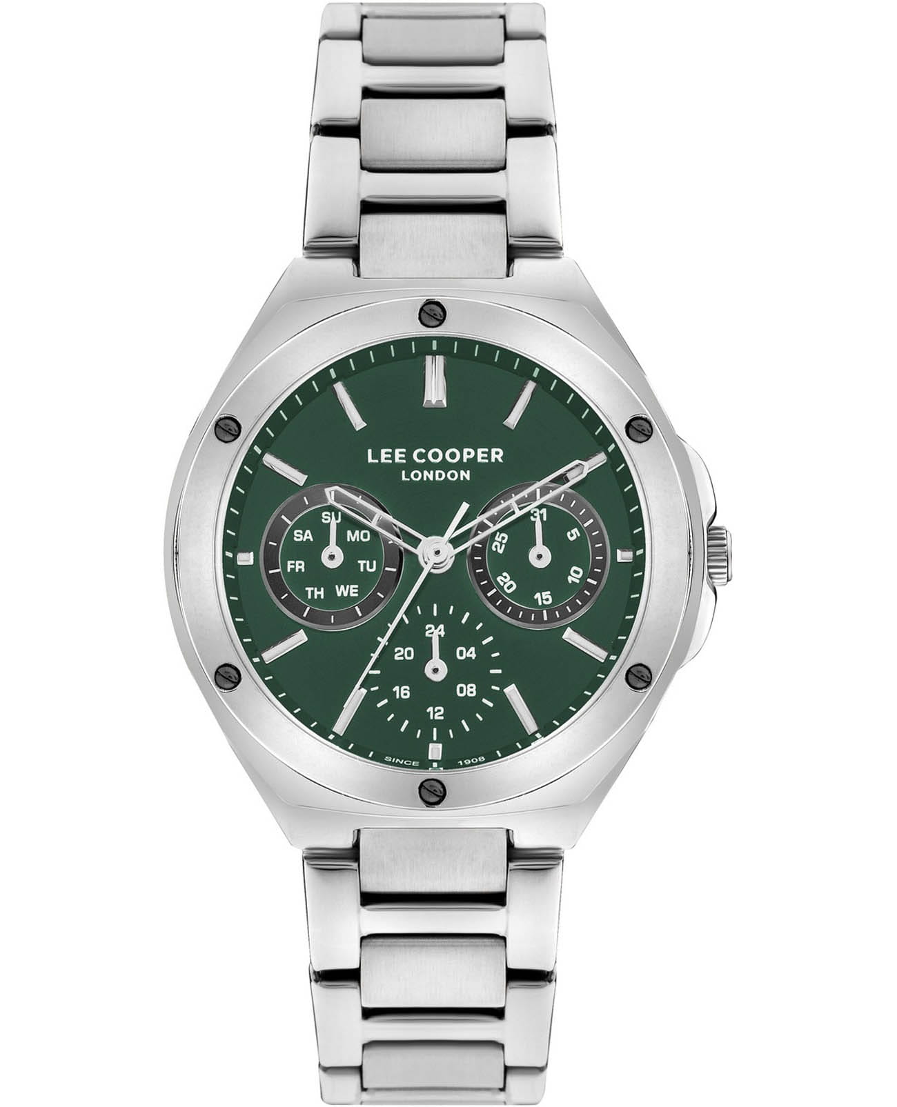 Lee Cooper Lee Cooper LC07844.370  LC07844.370 кварцевые женские часы зеленый циферблат, браслет нержавеющая сталь — вид спереди